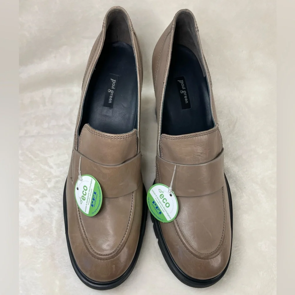 $450 PAUL GREEN NINA LOAFER PUMP‎ ANTELOPE STAR LEATHER 8 AU/ 10.5 US, (G 764)